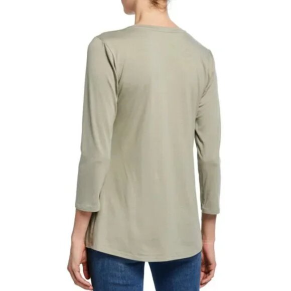 NWT Johnny Was Calme' 3/4 Sleeve Tee Light Olive Size Medium - Picture 2 of 8
